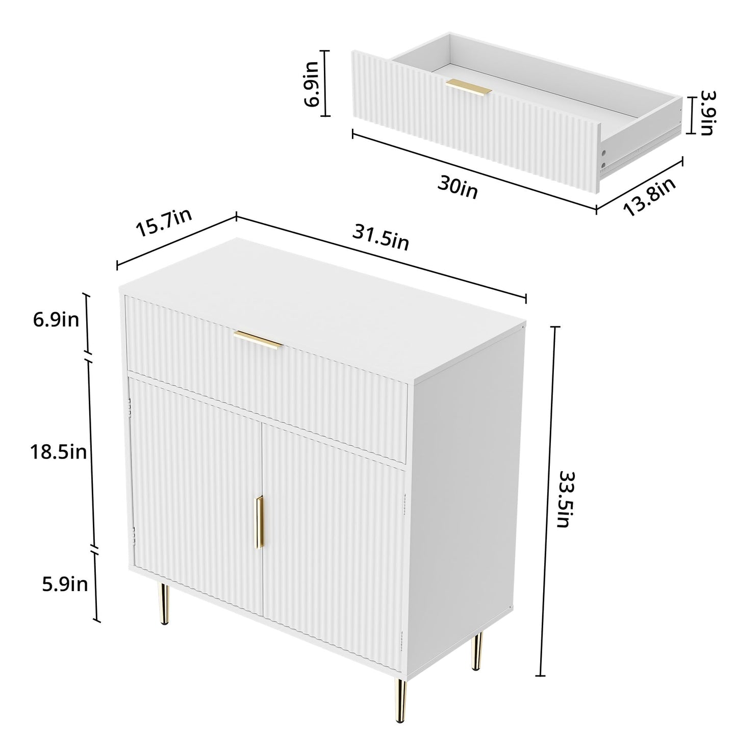 Housoul Coffee Bar Cabinet with 2 Doors & Drawer, Sideboard Buffet with Adjustable Shelves, Accent Liquor Cabinet with Storage, Console Table for Living Dining Room, White