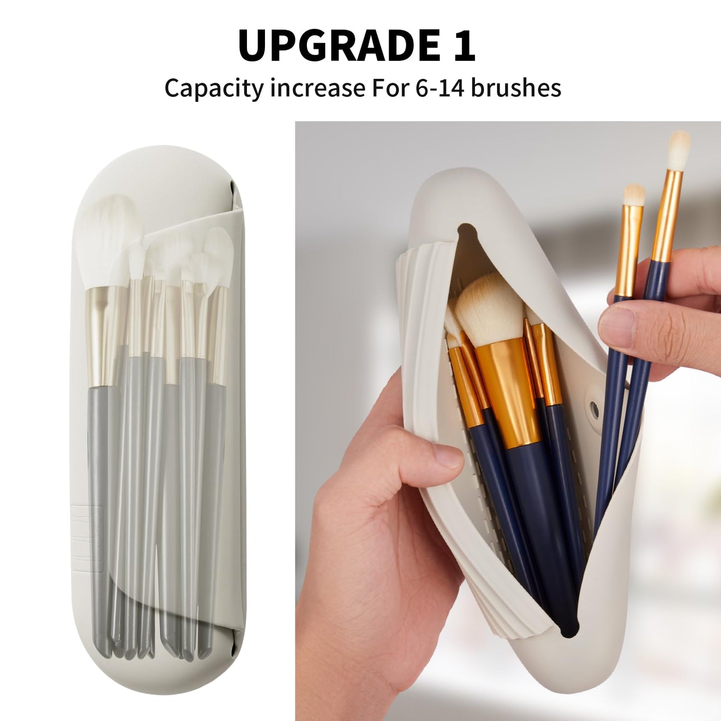 AGIKET Silicone Makeup Brush Holder Travel Cosmetic Bag：Soft Portable Cosmetic Face Brushes Holder with Upgrade Anti-Fall Out Magnetic Closure, Large Travel Makeup Brush Case - Starlight