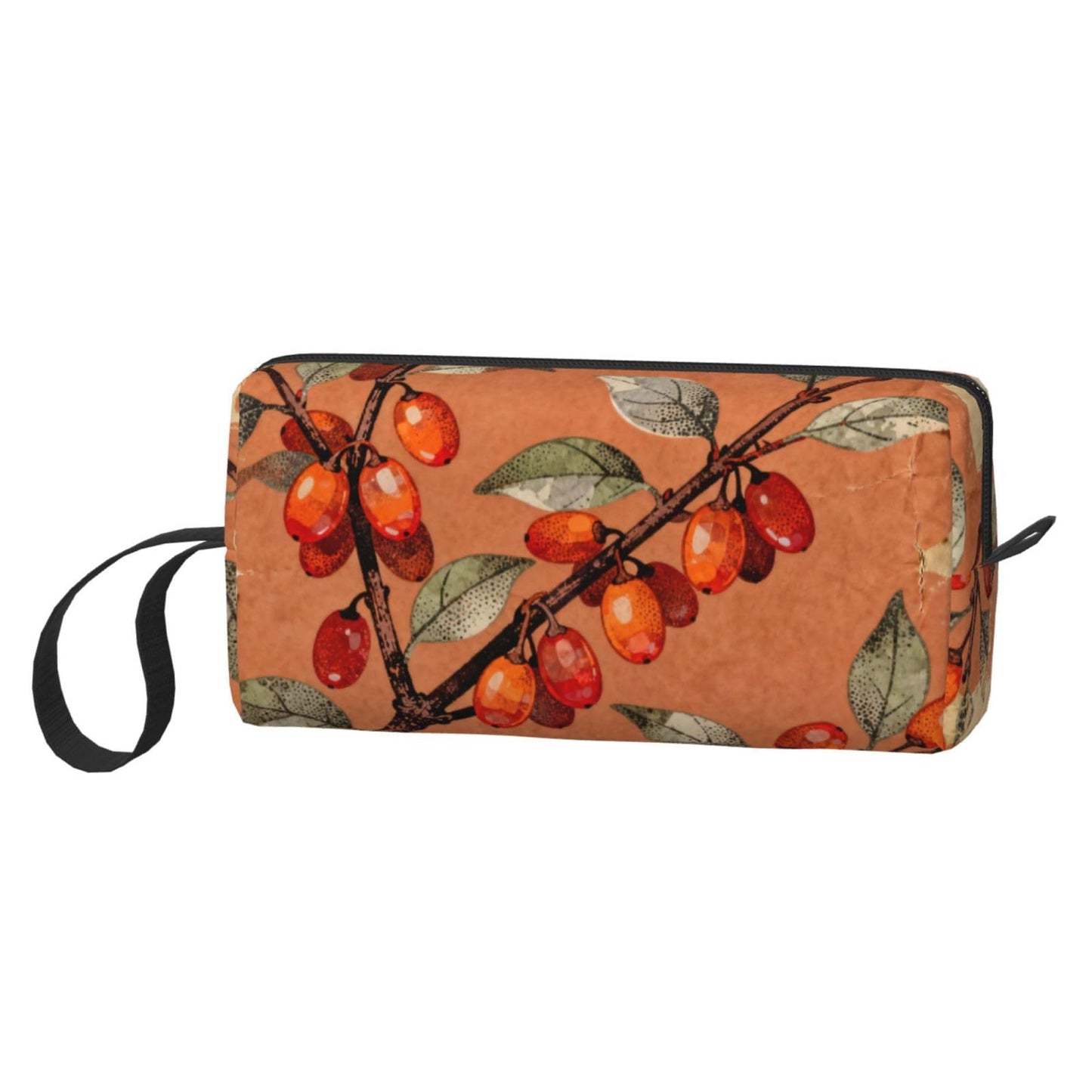 OLUSENMO Dogwood Berries Makeup Bag Organizer Compact & Durable Berry Travel Cosmetic Bag Oxford Fabric Impact-Resistant Multi-Purpose Storage Perfect for Travel, Gym, Daily Use