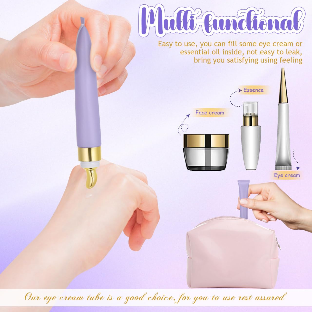 FOMIYES Refillable Eye Cream Tube with Stainless Steel Roller Head Portable Empty Cosmetic Dispenser Container for under Eye Serum and Essential Oil Travel Size