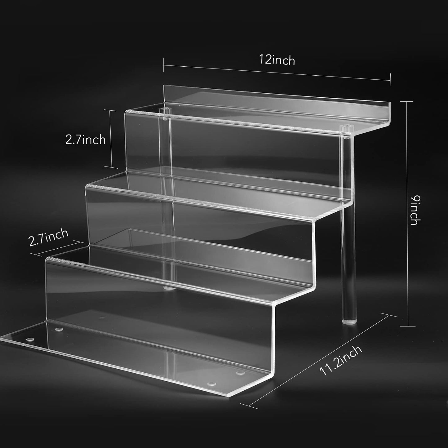 bigantss 12 Inch Acrylic Shelf for Perfume Organizer, 4 Tier Funko POP Shelves, Cologne Organizer Tiered Riser Display Stand, Acrylic Display for Decoration