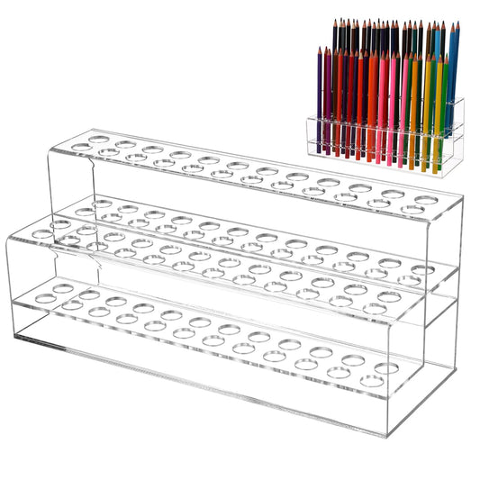 Cabilock 48-Slot Acrylic Pen Display Stand, Clear Desk Organizer