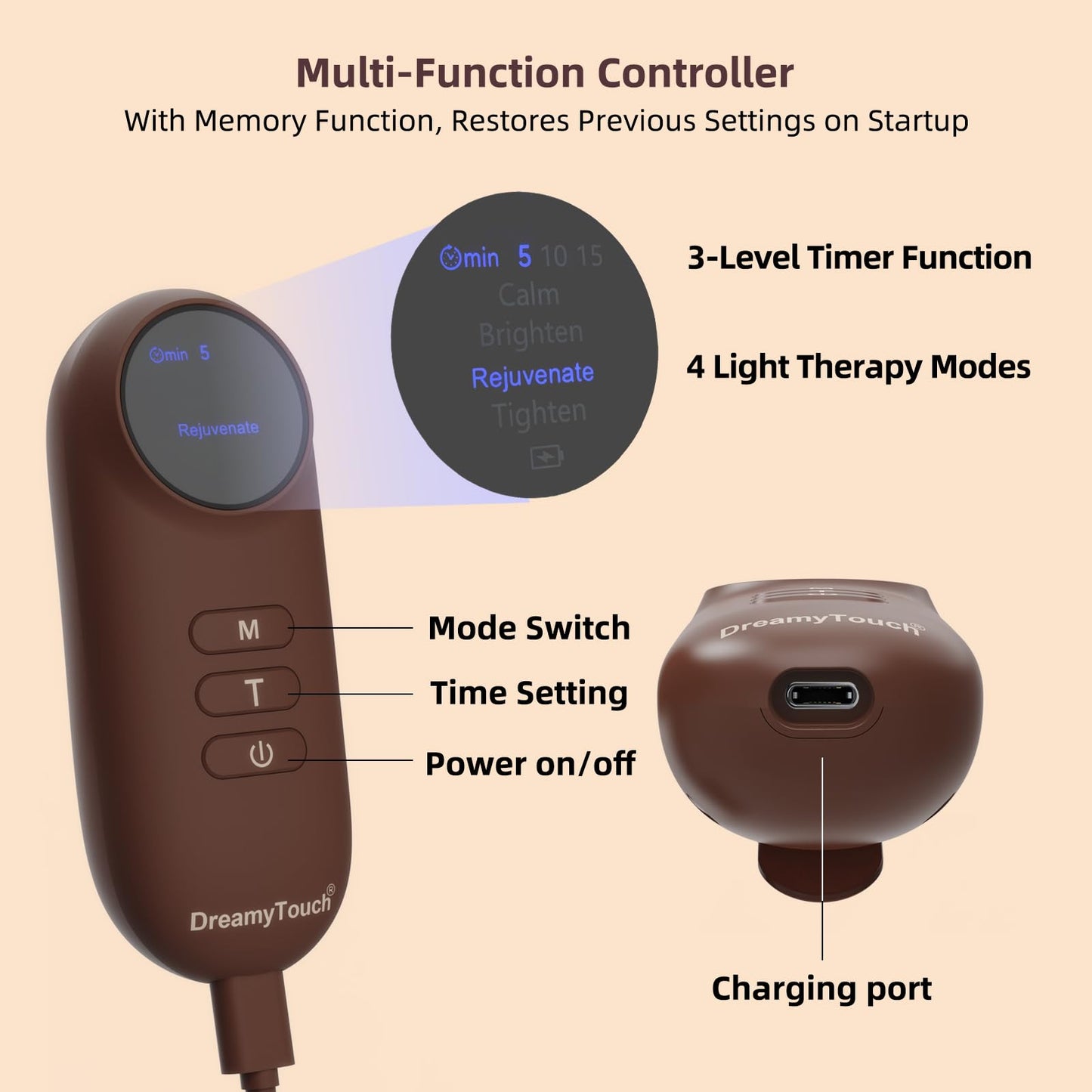 DreamyTouch Upgraded 9D LED Light Therapy Mask for Face, 328 LEDs 4 Modes, Eye Protection Anti-Leakage, Rechargeable Anti-Aging Photon Facial Mask for Home & Travel