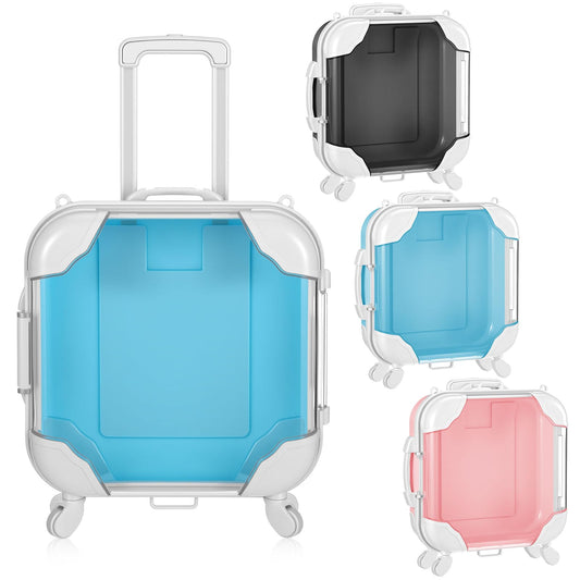 Honeydak 3 Pcs Mini Plastic Suitcase False Eyelashes Tray Luggage Trolley Candy Box Clear Suitcase Packaging Party Favor Box for Jewelry Cosmetic Hairpins Storage (Mixing Color,5.3 x 2 x 4.7 Inches)