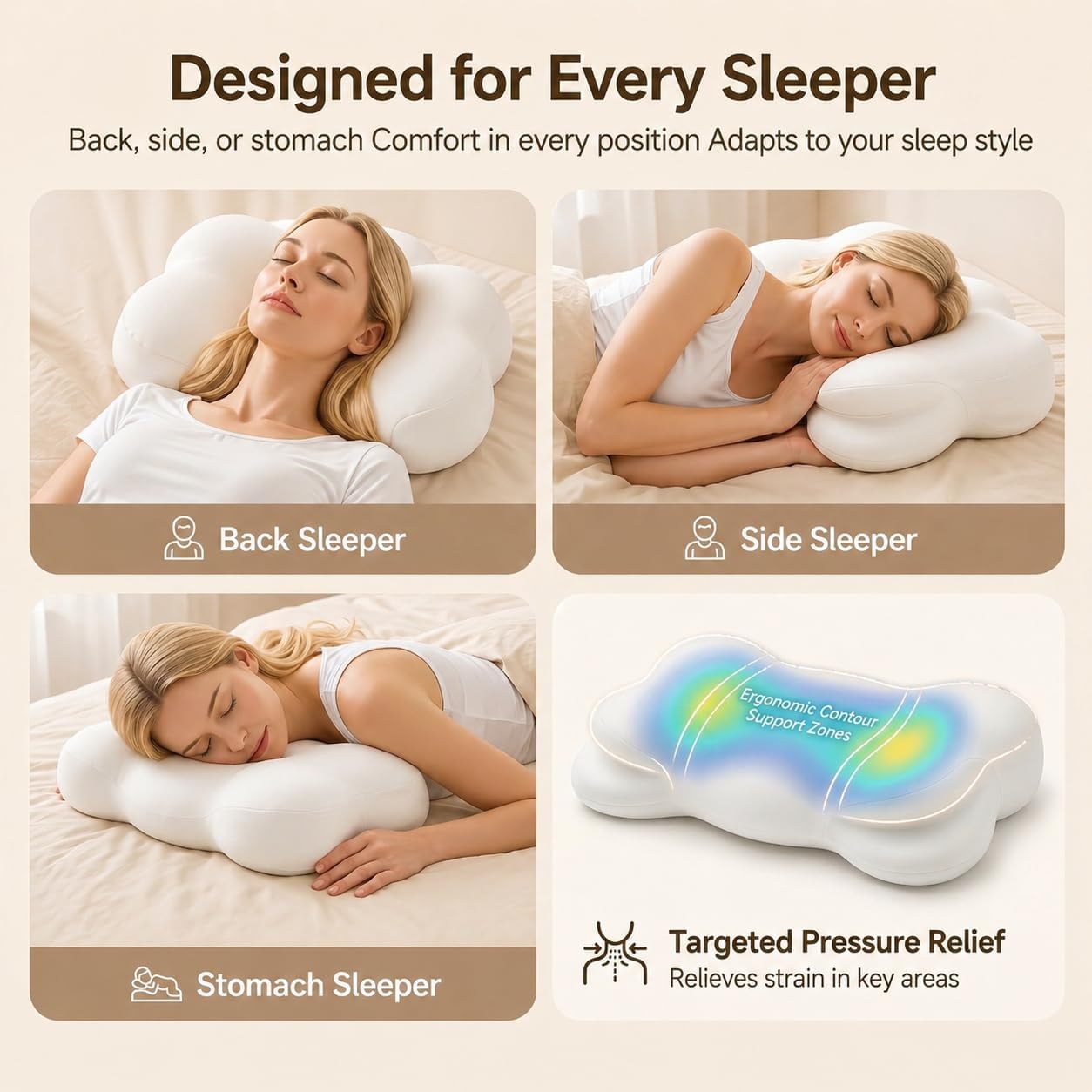 Mellow Cloud Pillow, 𝐍𝐨𝐭 𝐌𝐢𝐧𝐢 26.38x14.57x3.94 in Size,Ergonomic Memory Foam Pillow,Stable support for Cervical Neck,Cooling Breathable Pillowcase,Cervical Neck Pain Relief for Side Sleepers