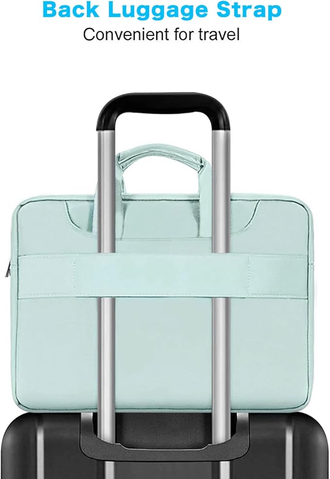 MOSISO 360 Protective Laptop Shoulder Bag Compatible with MacBook Air/Pro, 13-13.3 inch Notebook, Compatible with MacBook Pro 14 inch M5 M4 M3 M2 M1,Matching Color Sleeve with Belt, Mint Green