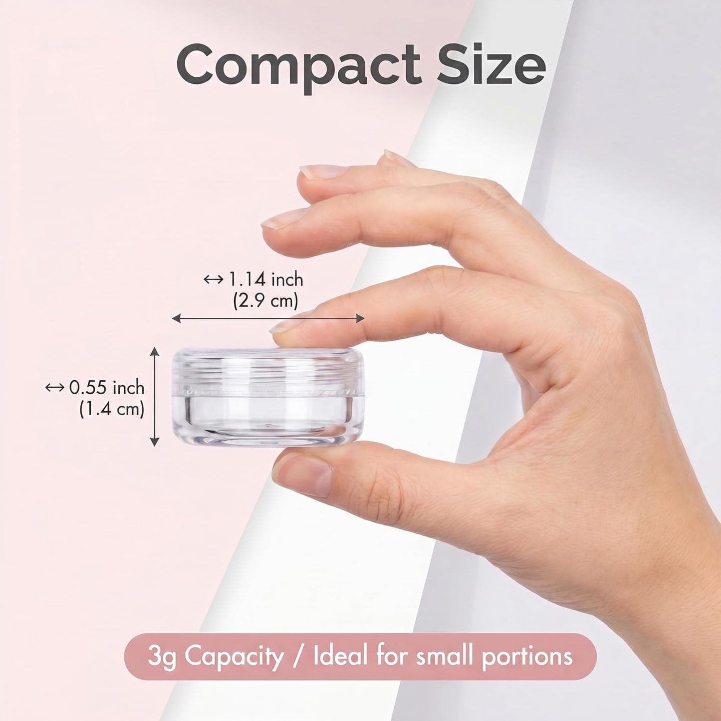 3 Gram Sample Containers with Lids, 100 Count Tiny Sample Jars, Empty Lip Balm Containers, Mini Cosmetic Container with Lids, Makeup Travel Container with Labels, Mini Disposable Spatulas