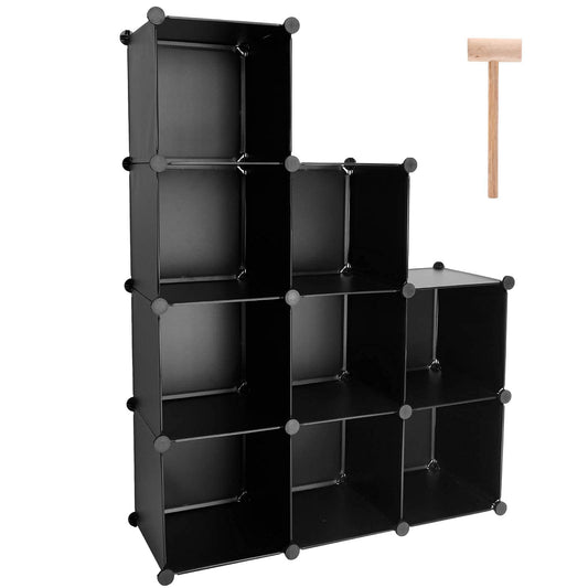 TUMUCUTE Cube Storage Organizer, 9-Cube DIY Plastic Closet Cabinet Modular Bookcase, Storage Shelves for Bedroom Living Room, Office, Black