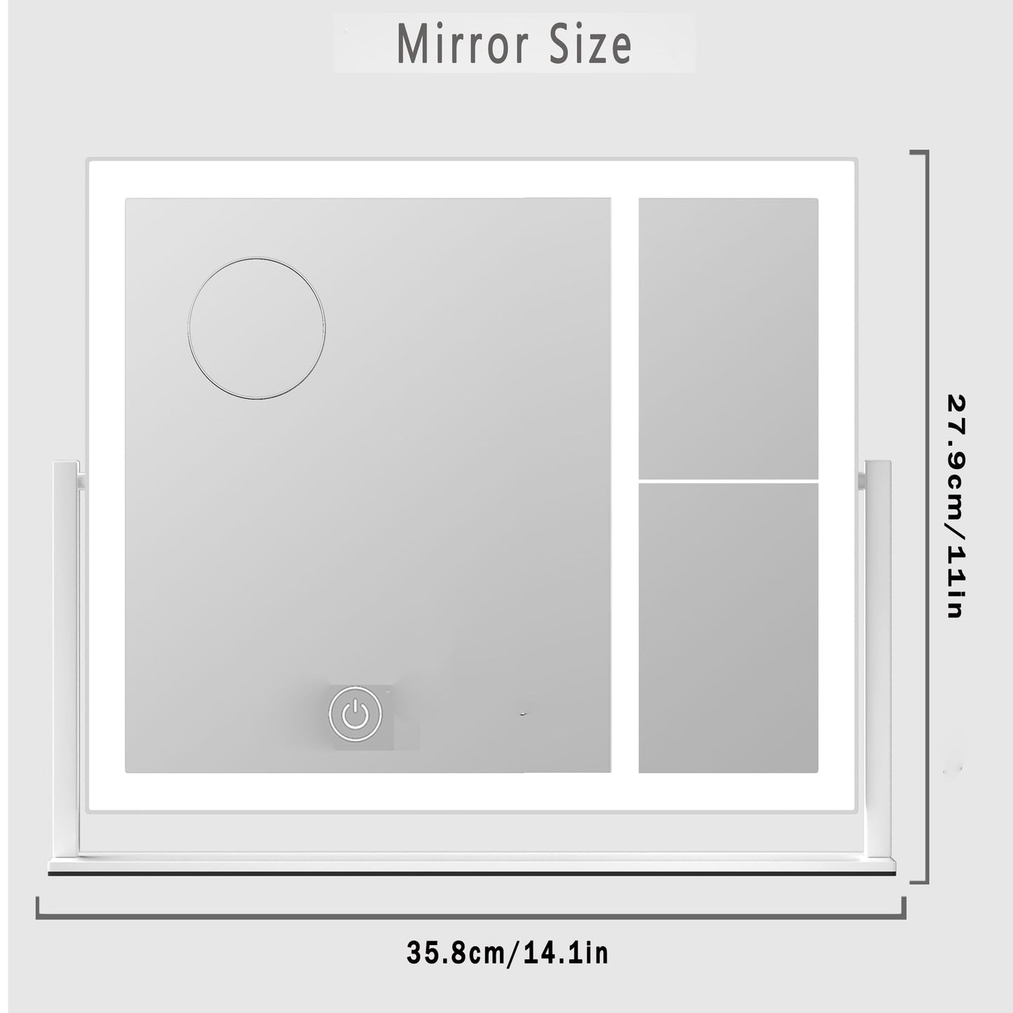 DEXHOM Makeup Mirror, Vanity Mirror with Lights, 1X/3X/5X/10X Magnification, Touch Control, Mothers Day, Birthday Gifts for Mom,Women,Girls, Dorm Room Essentials 14.1" W x 11" L (96 LED)