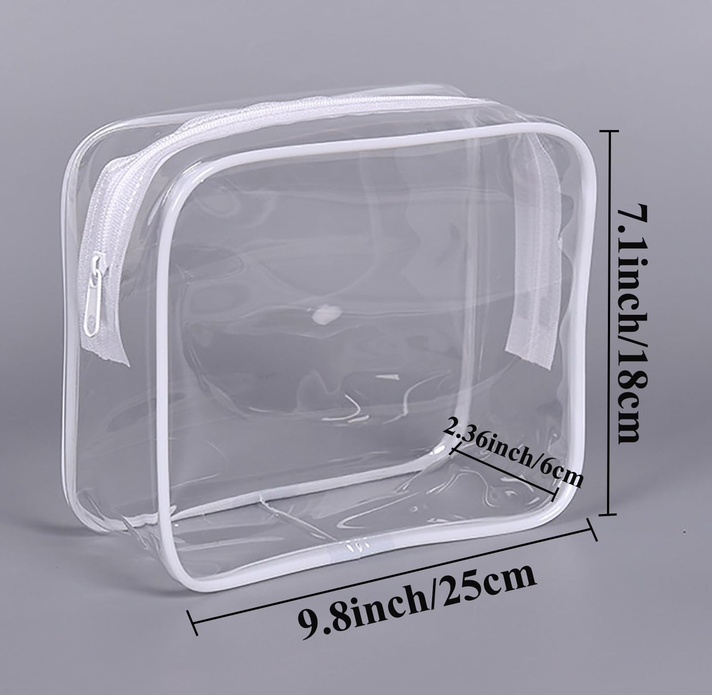 Tergy 20 Pack Clear Cosmetics Bags for Women Men Waterproof Toiletry Bags PVC Makeup Bags Organizer Case with Zipper for Travel Bathroom (20 White(Length 9.8 inch, height 7.1 inch, width 2.36 inch))