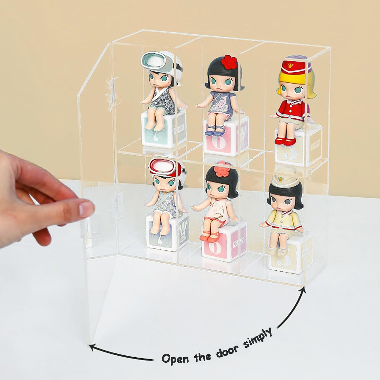 Clear Acrylic Display Case, Stackable Plastic Storage Bins with Lid for Collectibles Action Figure 2 Layer 6 Separate Room Hobby Figure Display Case Box