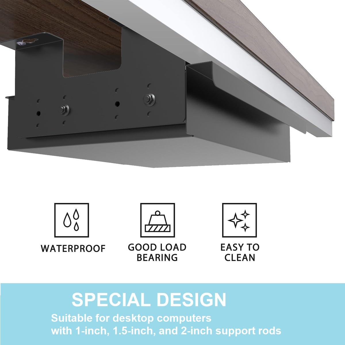 Beiyier Under Desk Sliding Drawer for Office Desk or Table, Pull-out Storage Organizer for Sit-Stand Workstation with High Crosspiece under Desktop (Black)