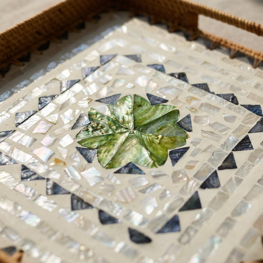 Yunhgft Rattan S Tray with, Luxury Tray for Coffee Table, Bed, TV, or Perfume Display