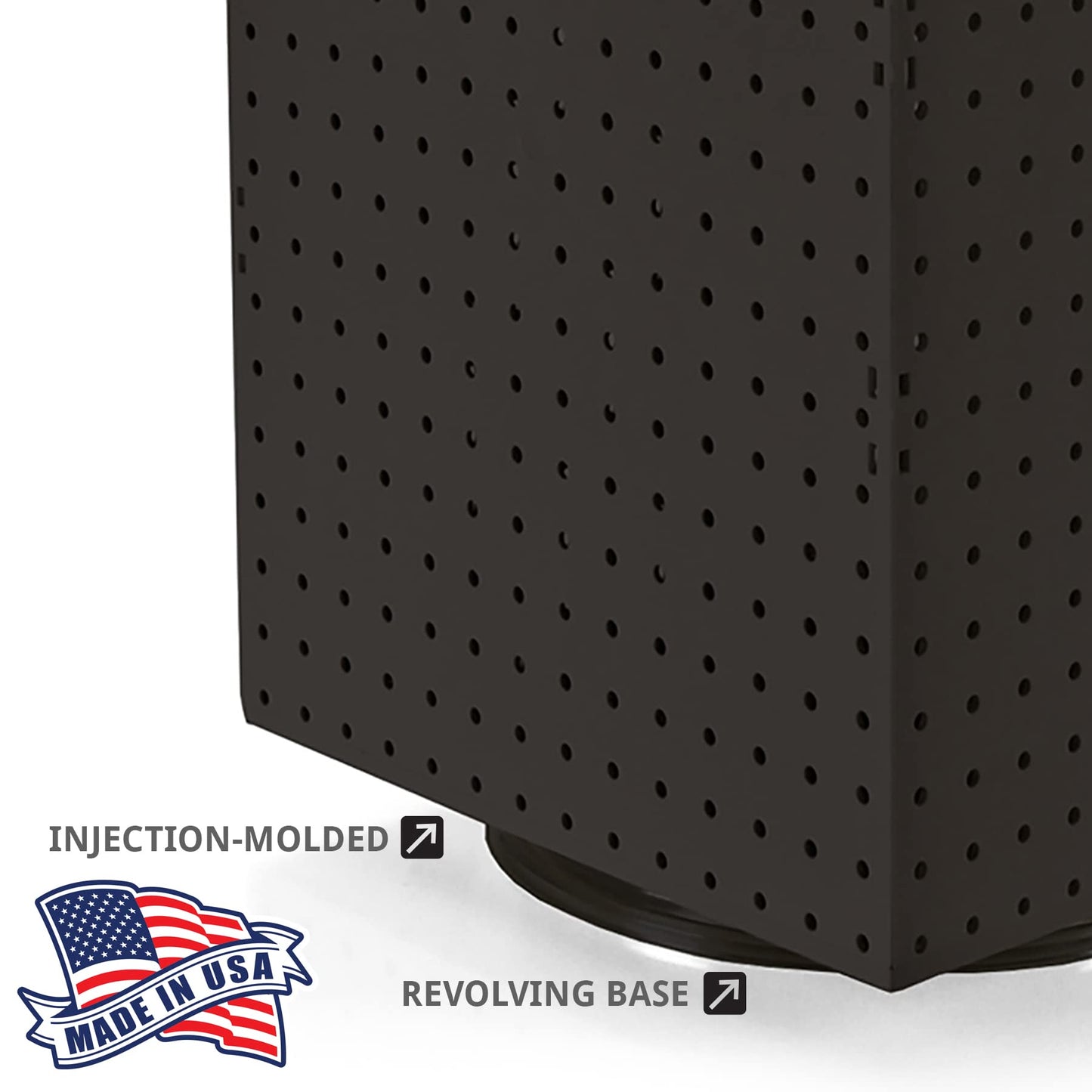 Azar Displays 701414-BLK-4B32 Rotating Countertop Display Kit with Peg Hooks Included, Pegboard Spinner Organizer, Jewelry Organizer Retail Display Necklace Holder Craft Storage,Black 14"x14"x20"