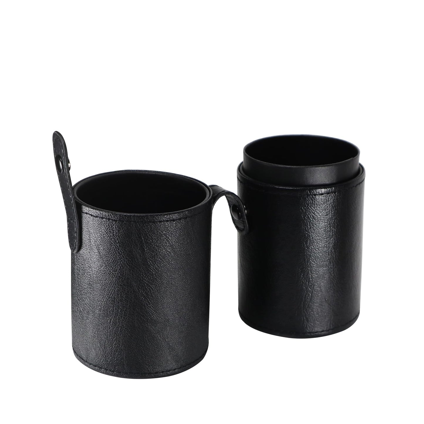 Kososuru Portable Makeup Brush Case,Pu Leather Makeup Brush Holder with Button,Travel Cup Storage Dustproof Makeup Cosmetic Bags for Women (Black)