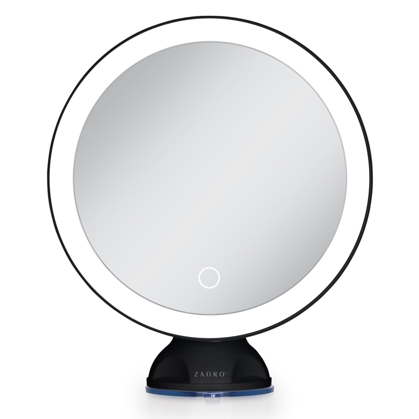 Zadro Zado 8.25-Inch x 6.9-Inch Round LED Lighted Wall Mounted Suction Cup Makeup Mirror with 10X Magnification and Touch Controls (Black)
