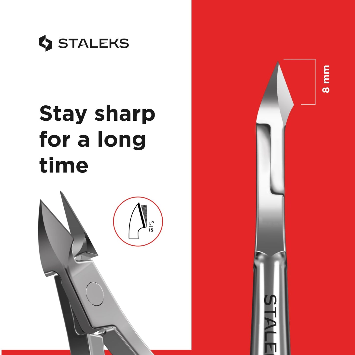 Staleks Classic 12 Cuticle Nippers – 8mm Blade – Stainless Steel – Compact Design – for Home Manicure & Pedicure