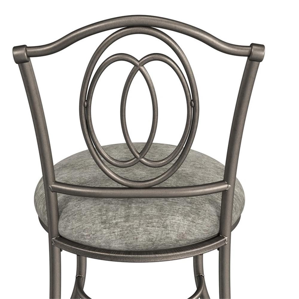 Hillsdale Emerson Metal Vanity Stool, Silver, 51053A