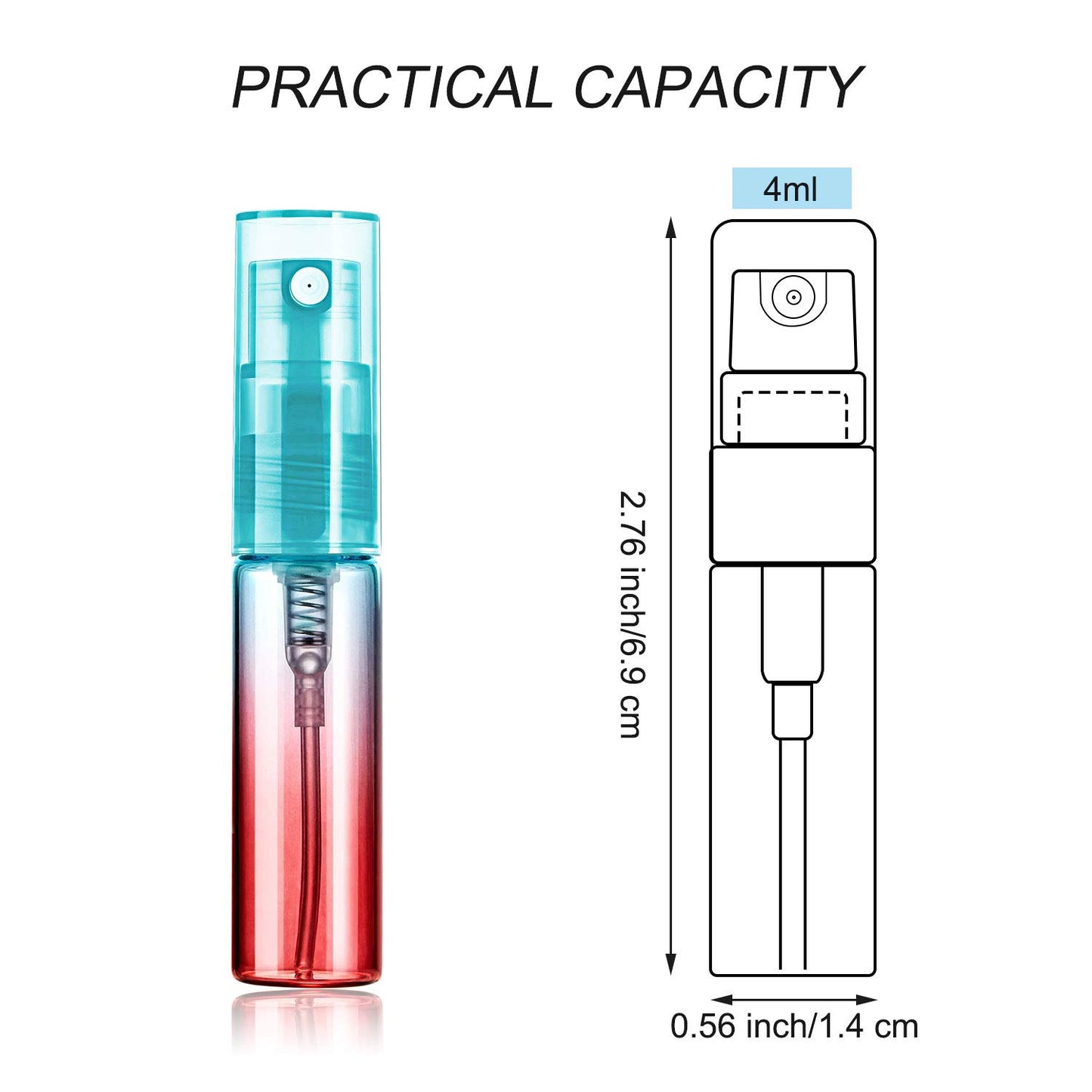 Patelai 24 Pieces Mini Perfume Spray Bottles 4 ml Colorful Glass Bottles Refillable Empty Container Fine Mist Bottle Portable Tube for Cleaning, Travel, Essential Oils, Perfume, 6 Gradient Colors