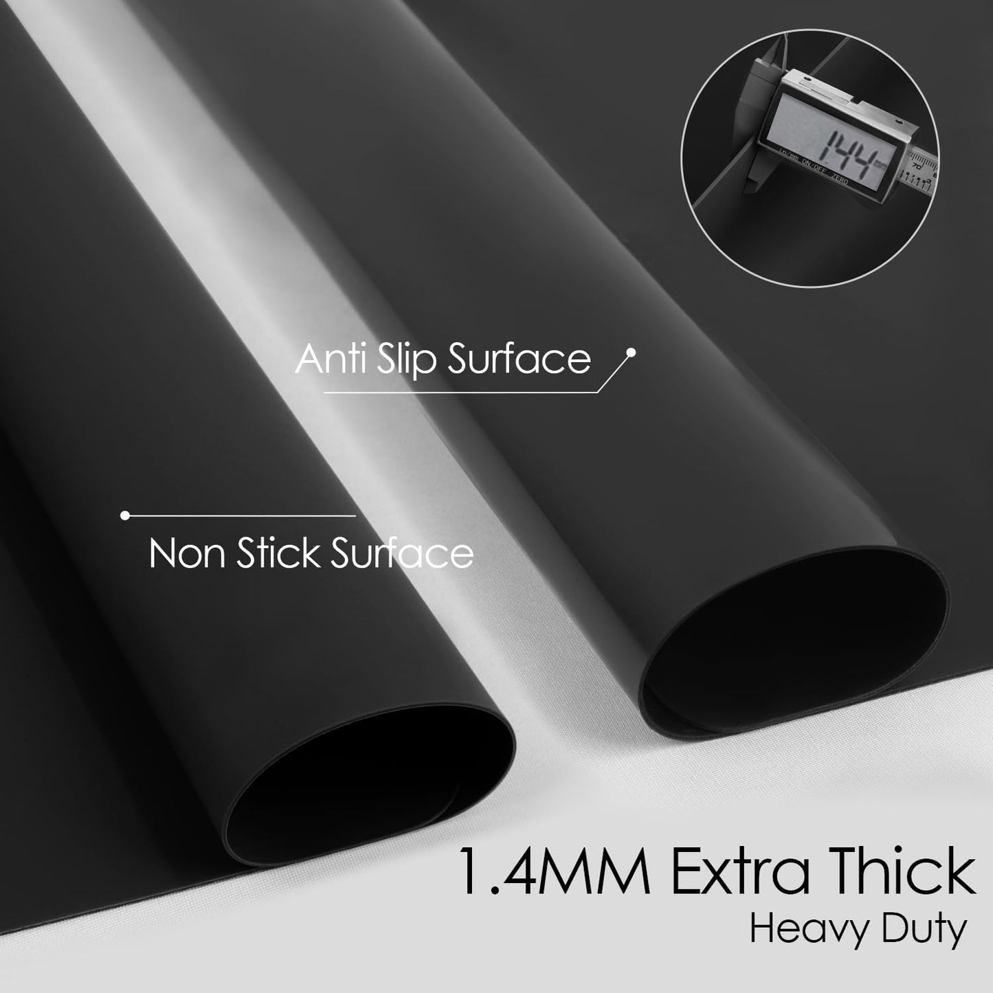 Extra Large Silicone Mat, 31.5x17 Inch Heat Resistant Mat for Kitchen Counter, Non Stick Silicone Baking Mat for Dough and Pastry, Thick Silicone placement Countertop Protector, Black countertop mat