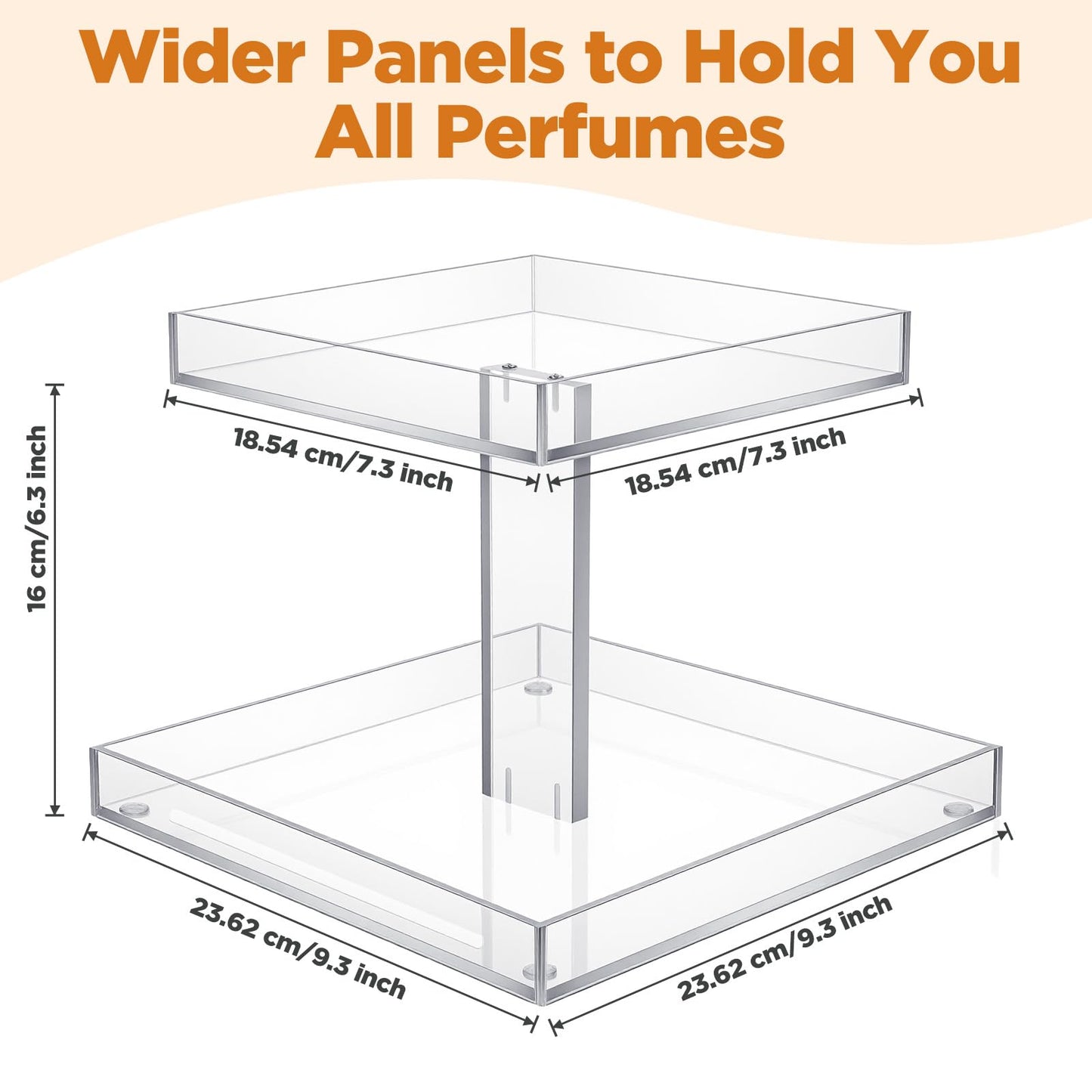 hidyuuoo 2-Tier Acrylic Bathroom Cosmetic Storage Organizer for Dresser and Countertop Standing Perfume Tray for Bedroom Decor