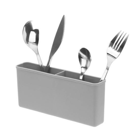 iPEGTOP Cutlery Utensil Silverware Drying Rack Basket Holder with Hooks - Flatware Storage Solution for Kitchen Dish Drainer Dish Drying Rack, Grey