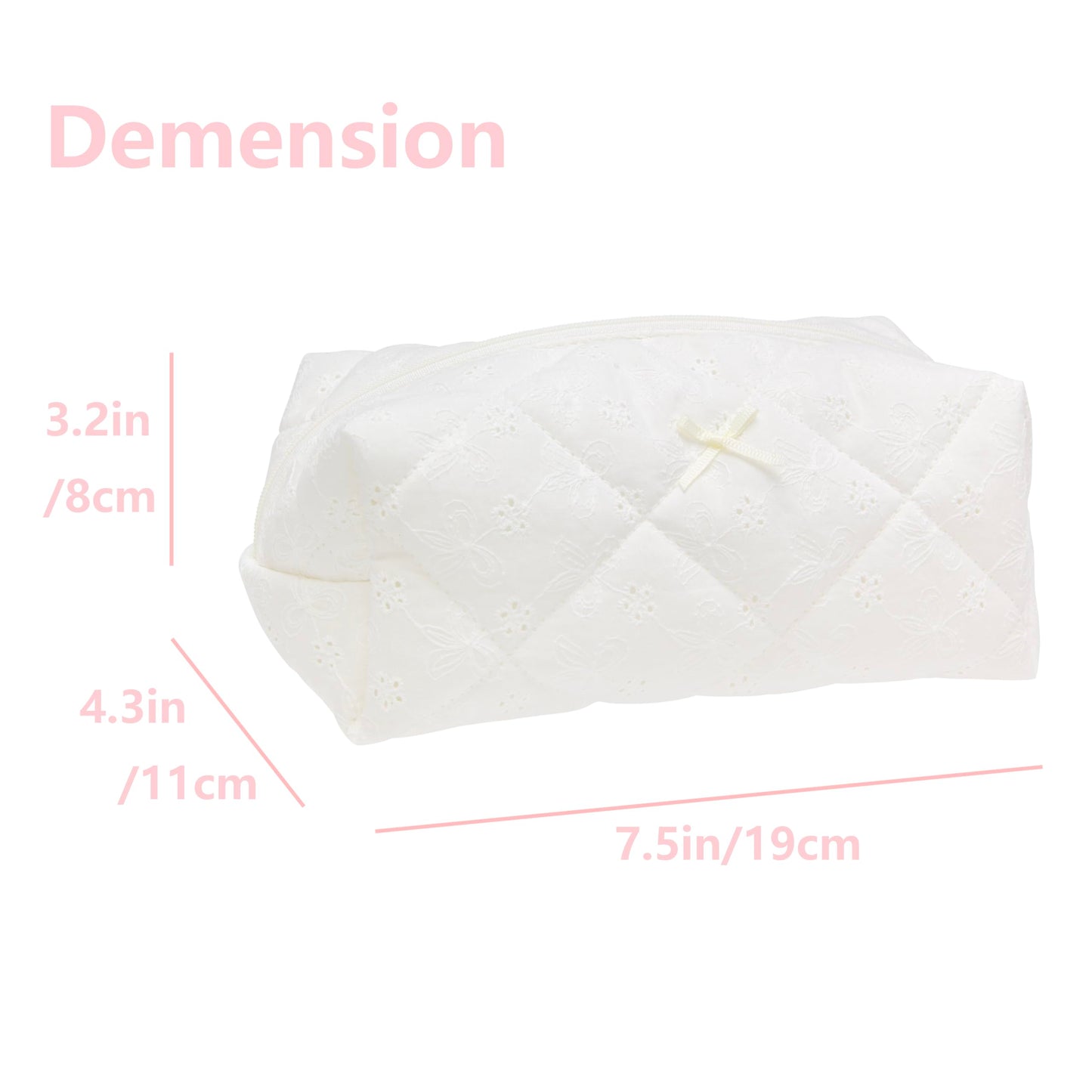 PAZIMIIK 6PCS Cozy Makeup Bag SET Travel Cosmetic Bag for Women Soft Toiletry Bag Aesthetic Makeup Organizer Portable Large Zipper Pouch for Skincare Beauty Accessories Brushes Embroidery White
