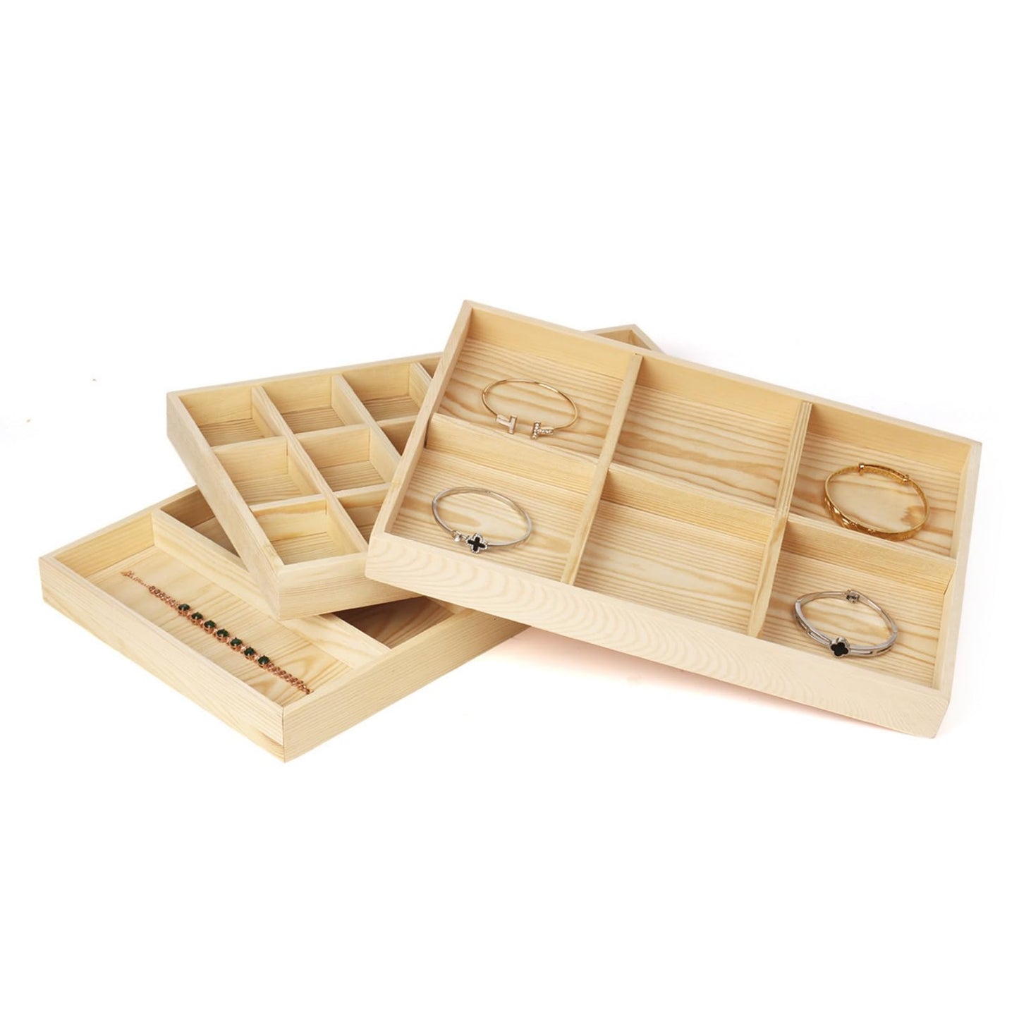 Anktily Wooden Sorting Tray Grid Display, Wood Storage Divider Organizer Showcase Display Box for Home Craft Office Kitchen Storage (18 Grids)