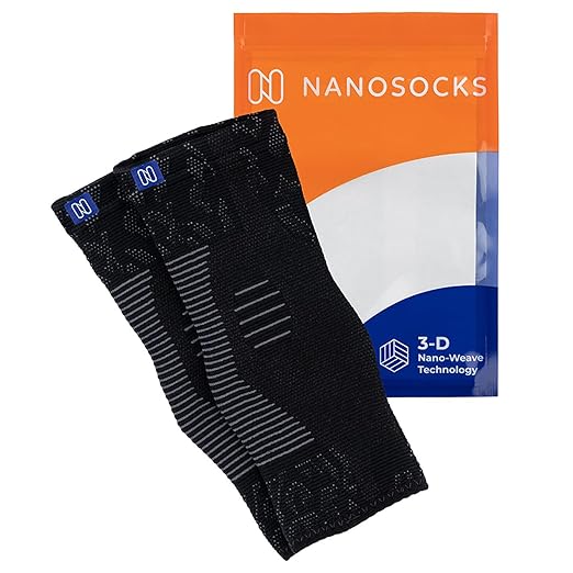 NanoSocks Compression Socks for Women & Men (1 Pair) - BEST Ankle Brace Support Sleeve for Neuropathy, Plantar Fasciitis, Diabetic Foot Nerve Pain Relief - Toeless (Small, Black)