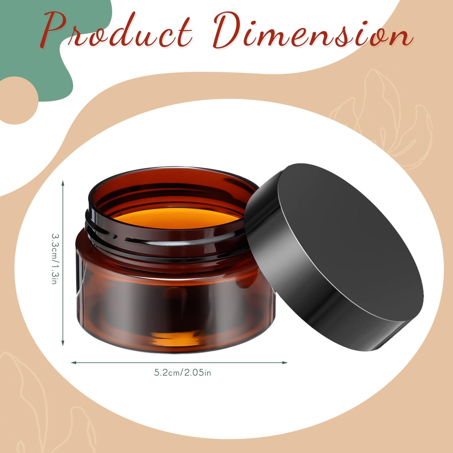 Patelai 4 Pieces Round Wide-mouth Leak Proof Plastic Container Jars with Lids for Travel Storage Makeup Beauty Products Face Creams Oils Salves Ointments DIY Making(1 Ounce,Amber)