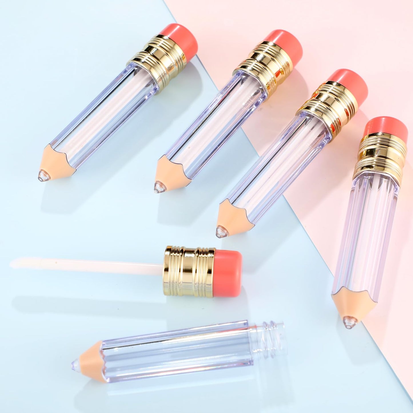 Blulu 24 Pcs Pencil Lip Gloss Tubes Bulk, 5 ml Empty Lip Gloss Containers, Cute Refillable Lips Balm Tubes for Graduation Party Favors, End of School Year, Back to School Teacher Appreciation Gifts