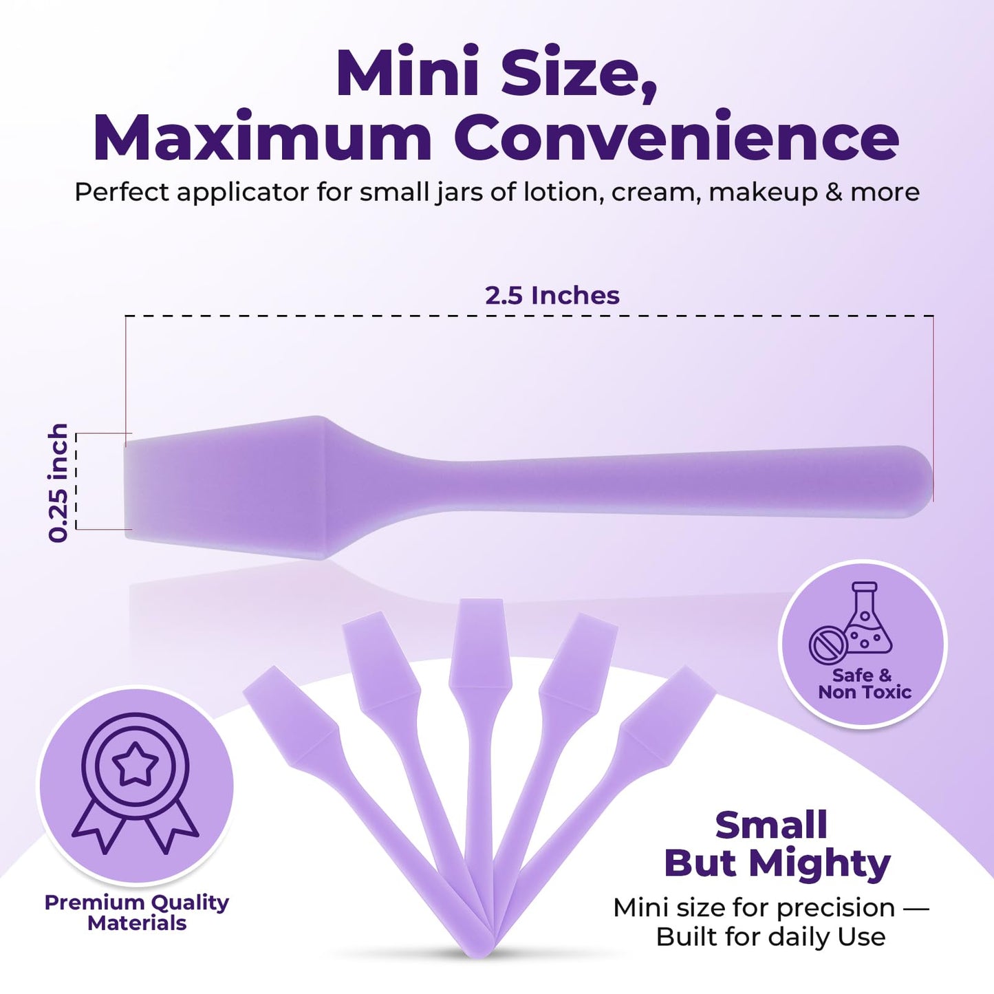 Kopperko Mini Beauty Spatula (2.5", 500 Pack) - Small Beauty Spatulas for Creams, Cosmetics & Crafts | Moisturizer Applicator for Mixing, Cosmetic, Face Mask | Disposable Makeup Spoon | Purple
