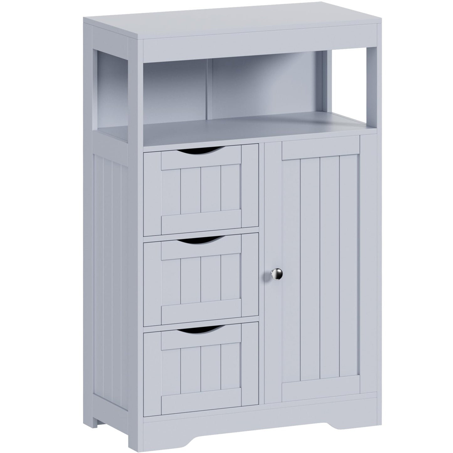 YESHOMY Bathroom Storage Cabinet Freestanding Floor Cupboard with 1 Door and 3 Drawers for Kitchen, Living Room, Gray