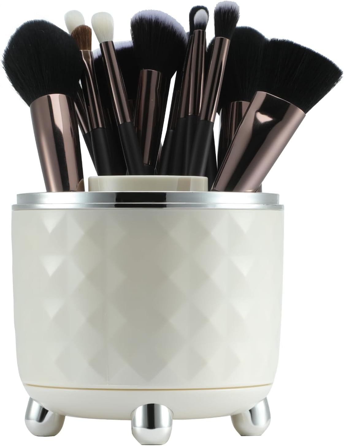 HAPPITON Makeup Brushes Set 17PCS Beauty Tool Kits for Eye Face Foundation Blender Concealer Makeup Brush With Rotating Turnable Holder
