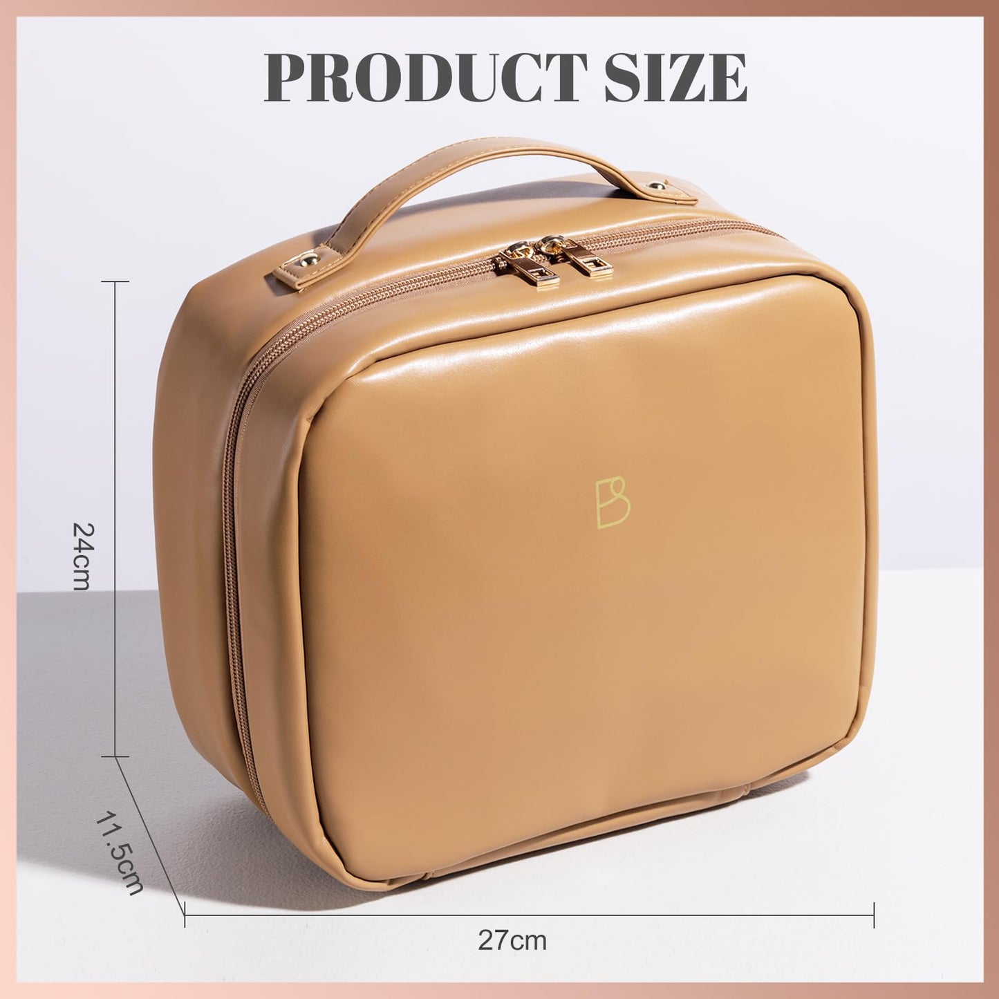 BS-MALL XL Makeup Case Premium Makeup Bag with Soft Leather, Waterproof and Durable for Long-Term Use