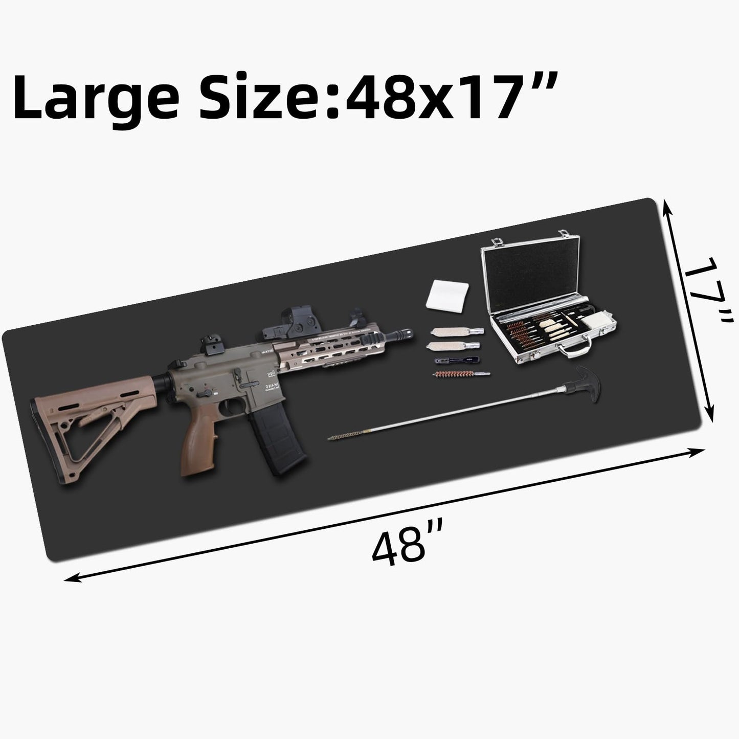Miaozhun Large Gun Gleaning Mat for Pistol Rifle Shotgun, Oil-Resistant Gun Cleaning Pad, Non-Slip Waterproof Leather Workbench Mat Desk Pad for Gun Maintenance (48"x17", Black)