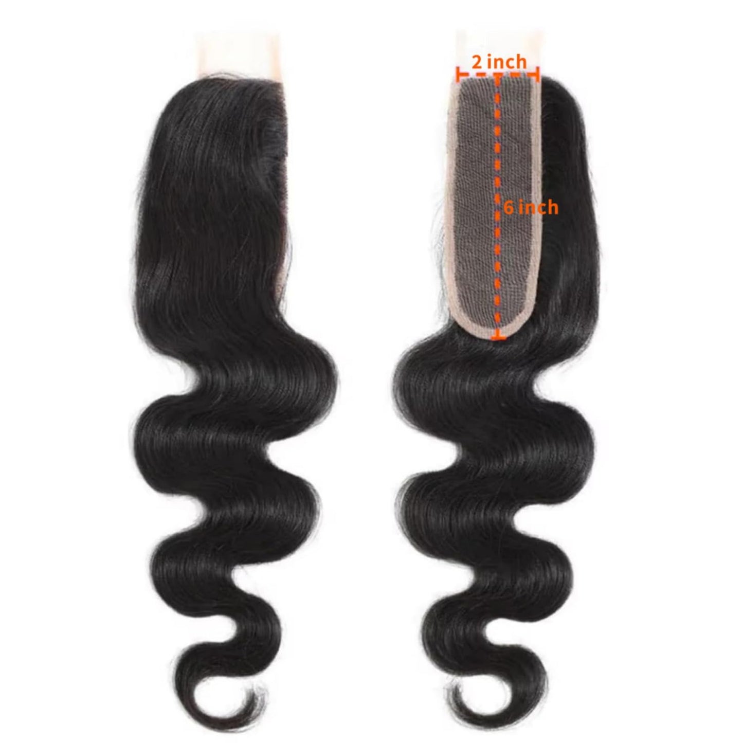 14 Inch Body Wave 2x6 HD Closure Human Hair Transparent 2x6 Lace Closure Hair Extensions for Women 100% Virgin Remy Hair Frontal HD Lace Pre Plucked With Natural Black