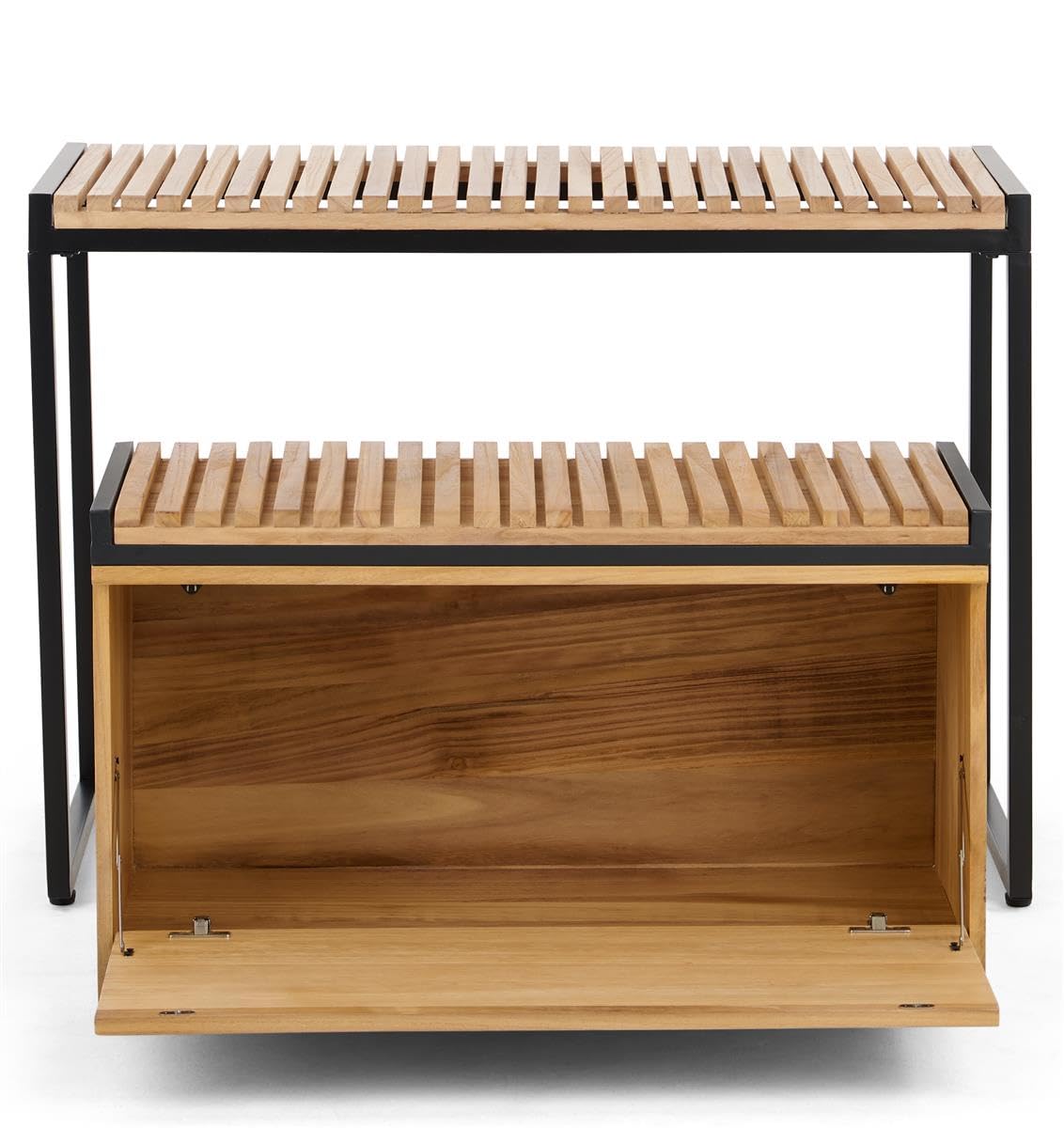 Displays2go Retail Display Nesting Tables, Rectangular, Slatted Pine Wood- Natural Finish (SMWMNTSTORN)