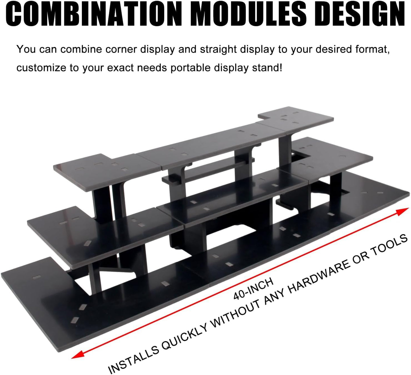 HAOWUJIN 3 Tier Staight Retail Table Display Stands Farmers Market Display Shelf for Food & Merchandise, Portable Retail Display Shelves for Retail Stores & Vendors for Cupcake Stand, Craft Shows