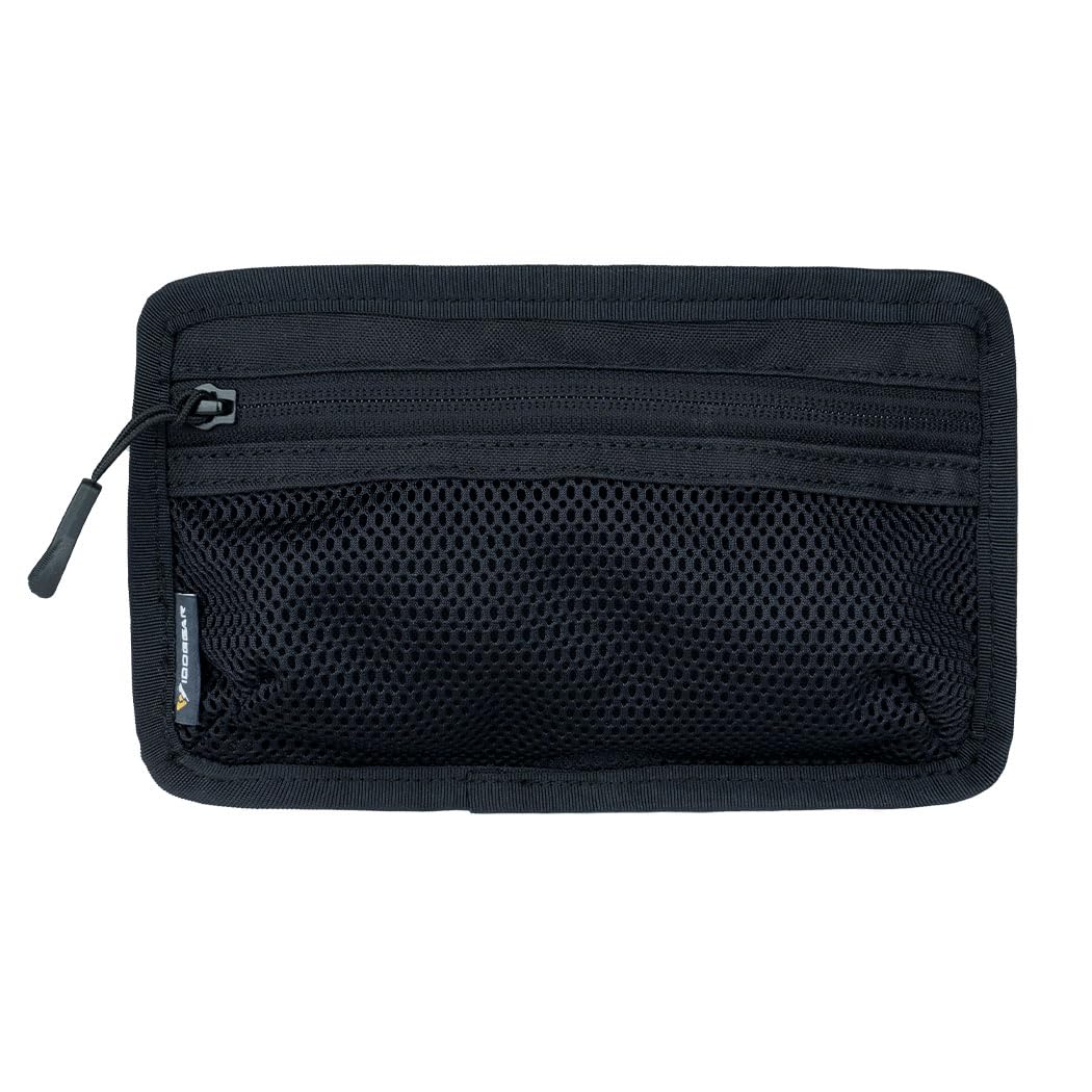 IDOGEAR Tactical Mesh Pouch Insert Modular Bag Compartment Utility Organizer Admin Pouch EDC Net Pocket with Hook Fasteners (Black)