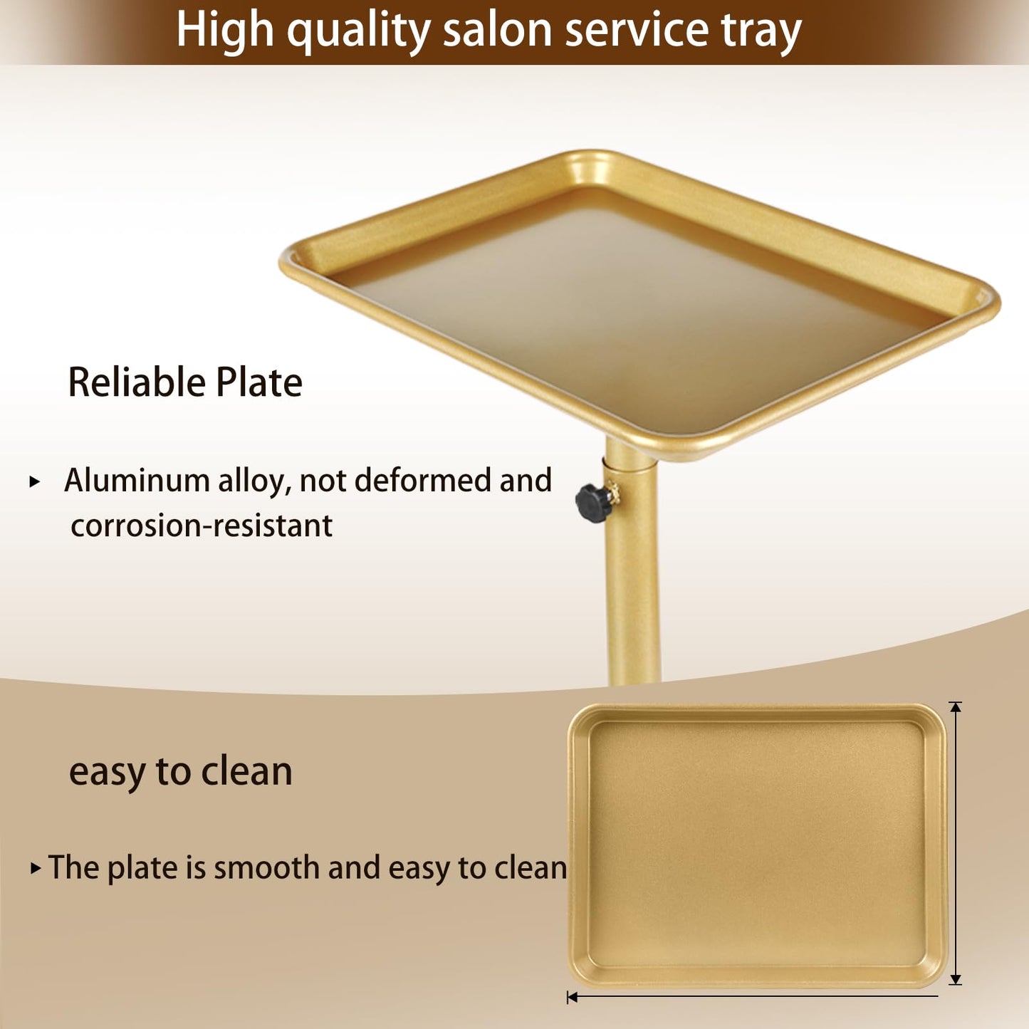 Salon Tray on Wheels, Rolling Tray with Adjustable Height, Metal Feet Salon Service Tray, Ideal Use As Tattoo Tray＆Dental Tray