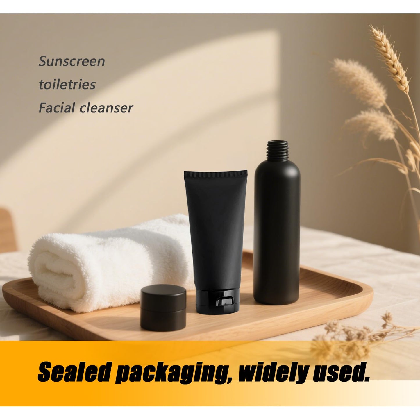 6PCS 150ml 5oz Black Plastic Travel Bottles Refillable Leakproof Squeeze Tubes with Flip Top Cap for Shampoo Lotion Toiletries Cosmetic Makeup Sample Storage