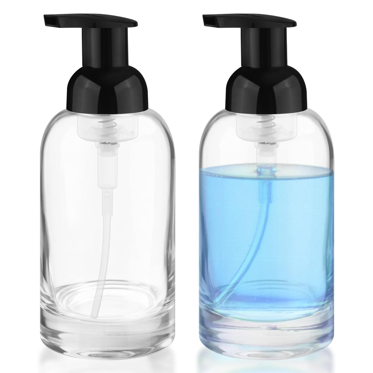 DynnnDy 350ml 2Pcs Premium Glass Foam Pump Bottles Travel Foaming Dispenser for Body Wash,Shampoo,Toiletries,Dish Liquid Soap