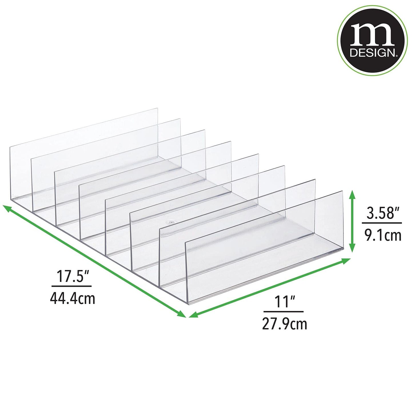 mDesign Plastic Divided Clutch Organizer for Closets, Bedrooms, Dressers - Closet Shelf Storage Solution for Purses, Wallets, Bill Folds, and Accessories, 7 Sections, Lumiere Collection, 2 Pack, Clear