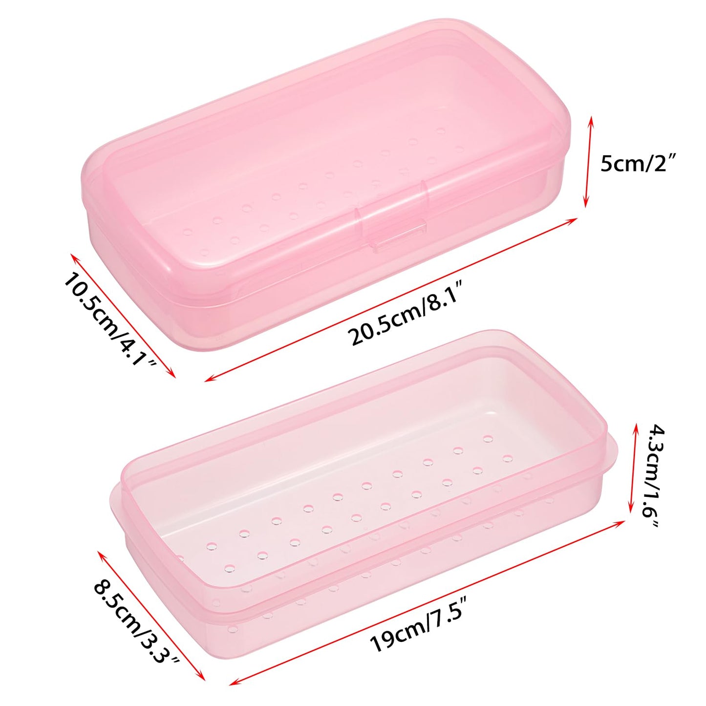 JUXYES Plastic Sterilizing Tray for Nail Art Accessories Tools, Portable Nail Art Tool Sterilizer Tray with Strainer, Fully Transparent Storage Box Organizer for Tweezer, Manicure Tools