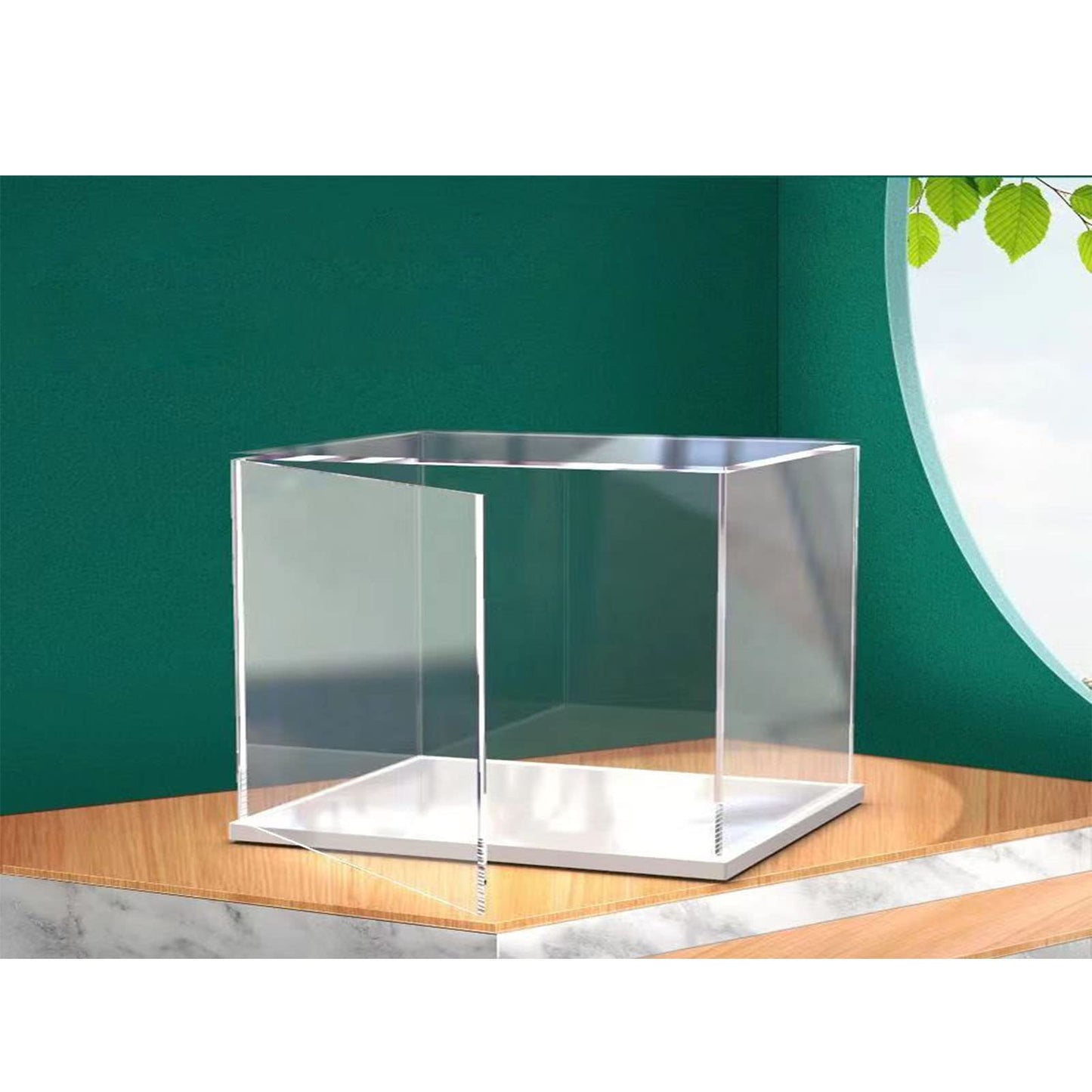 Openable Clear Acrylic Display Case-Assemble Countertop Box with White Base,Dustproof Protection Showcase for Action Figures Toys Collectibles (25x20x15cm/10x8x6inch)