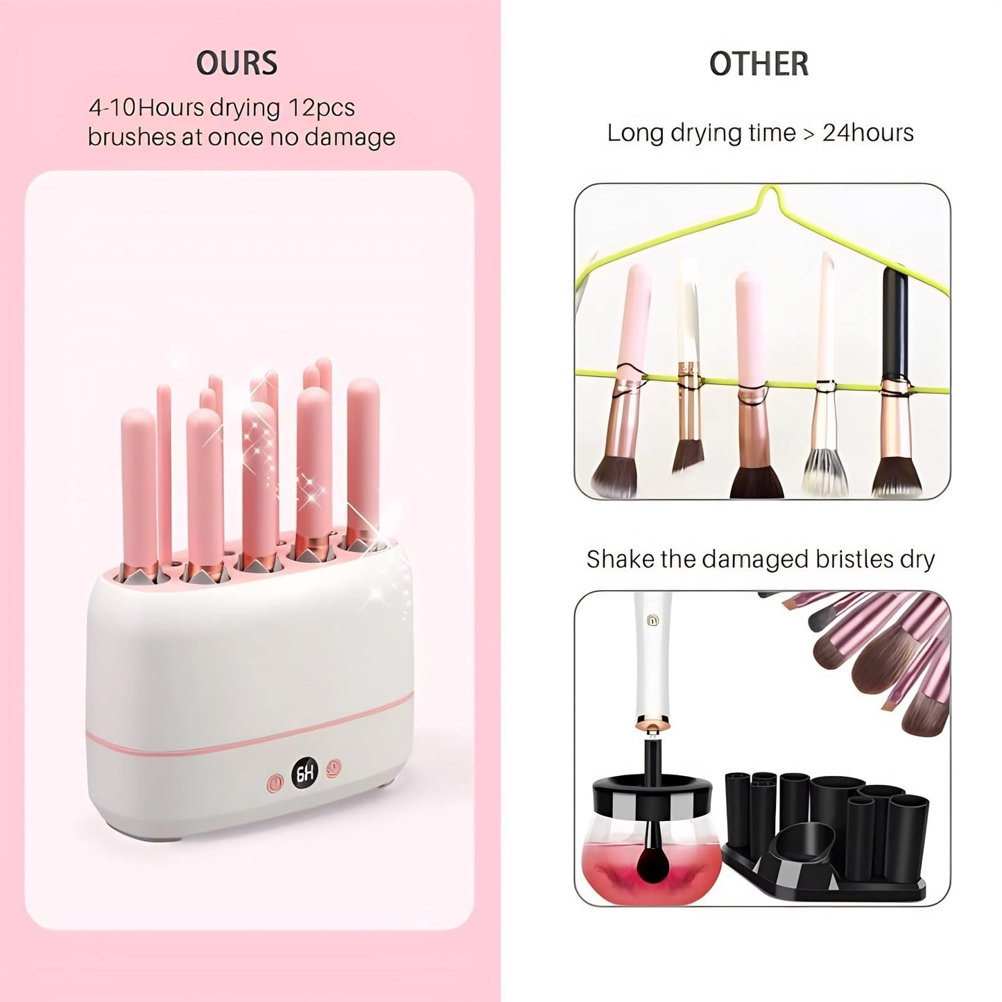 BONKZEBU Electric Makeup Brush Dryer Machine 12 Holes Automatic Brush Cleaner and Drying Tool for Professional Salon and Home Use Quickly Drying Cosmetic Brush Cleaner Dryer