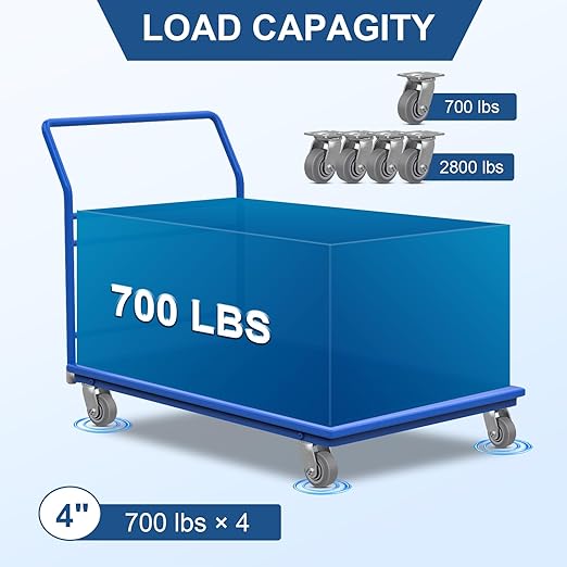 4"x2" Rubber Wheels (Flat Tread)- Heavy Duty Casters, Industrial Caster Wheels- Set of 4 with up to 2800 LB Capacity- Use for Dollies, Workbench(4 Swivel)