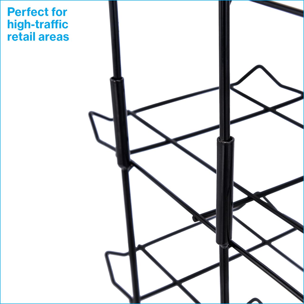SSWBasics Black Floor Standing Ball Cap Rack and Hat Display Rack - Retail Hat Organizer Stand - 78" H x 10" W x 15½”D - Holds Up to 72 Caps Vertically