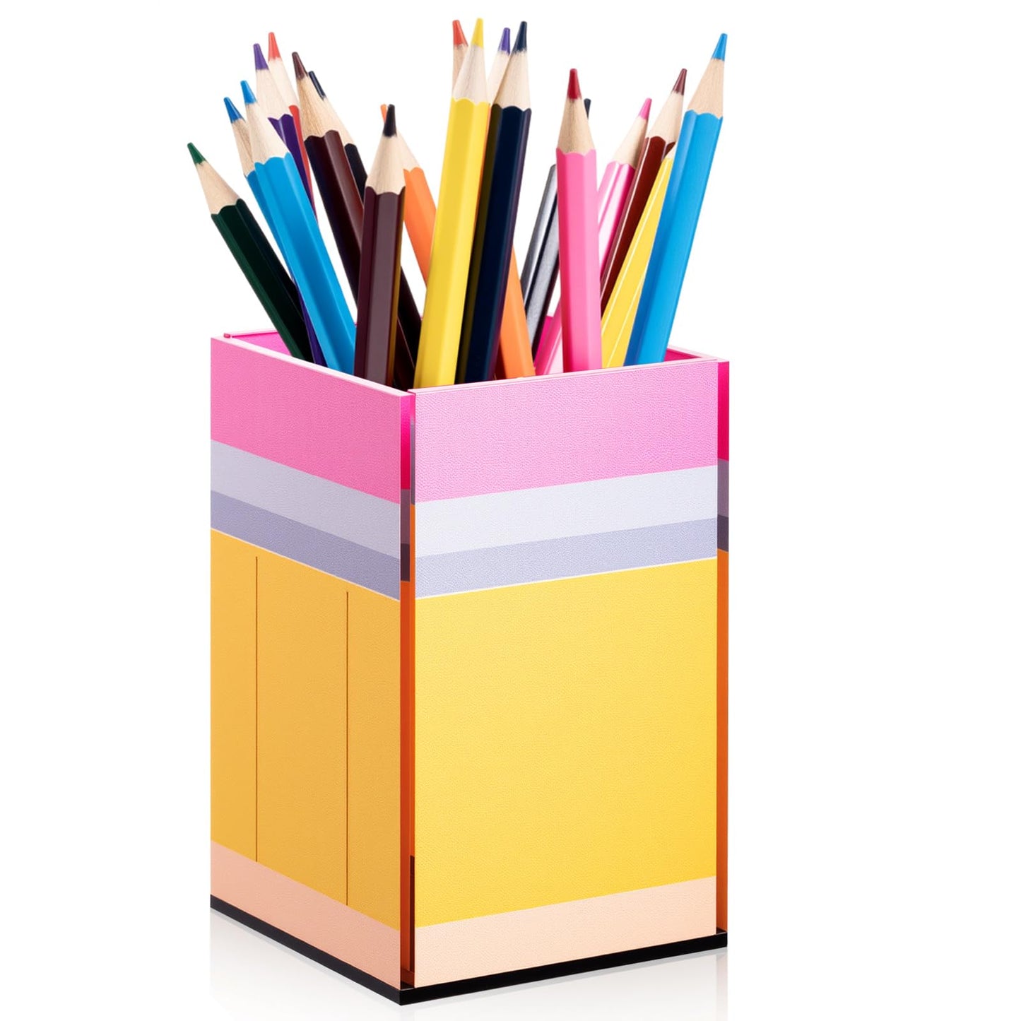 Weysat 1 Pcs Acrylic Pencil Shaped Pen Holder Cup for Desk Acrylic Desk Accessories Stationery Make up Brush Storage Organizer Back to School Gift for Teacher Classroom School Office Storage